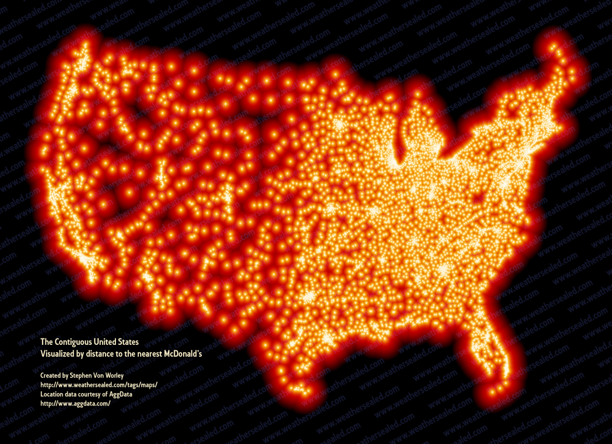 All McDonalds in the Usa visualized by distance